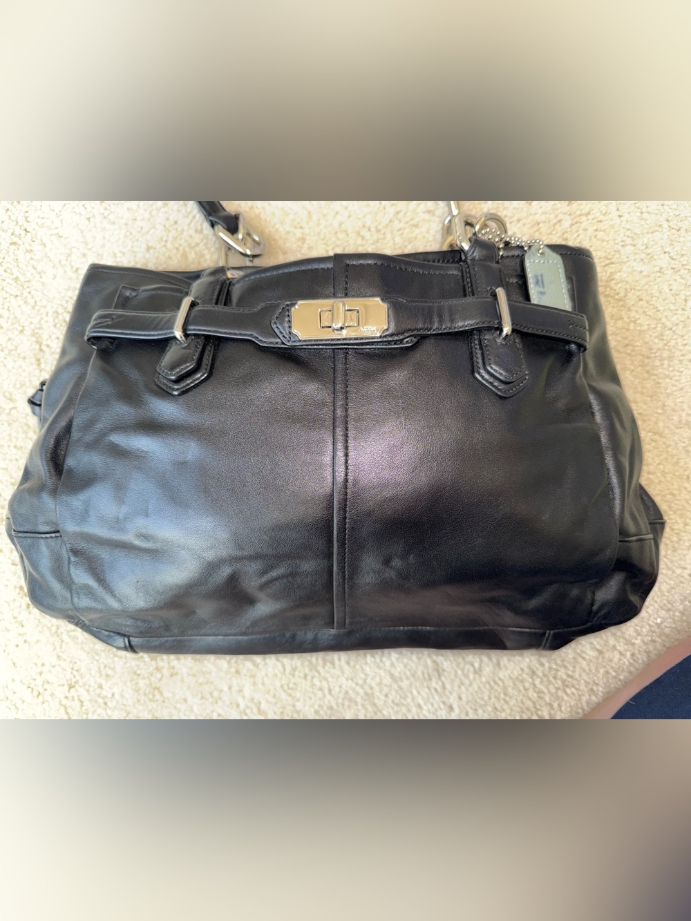 Coach Vintage Chelsea Jayden Black Leather Carryall Bag #17811 - Excellent! - Picture 13 of 15